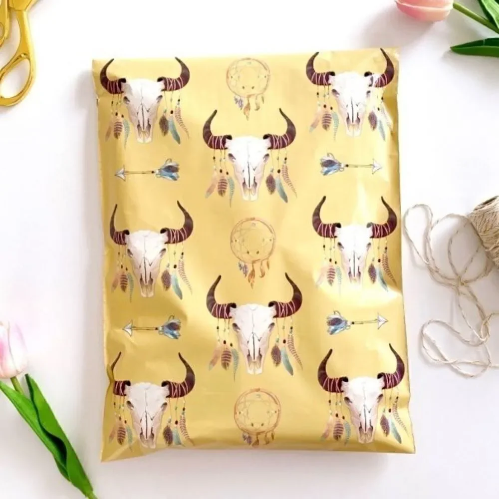 20- 10x13 Boho Skull Design Poly Mailers